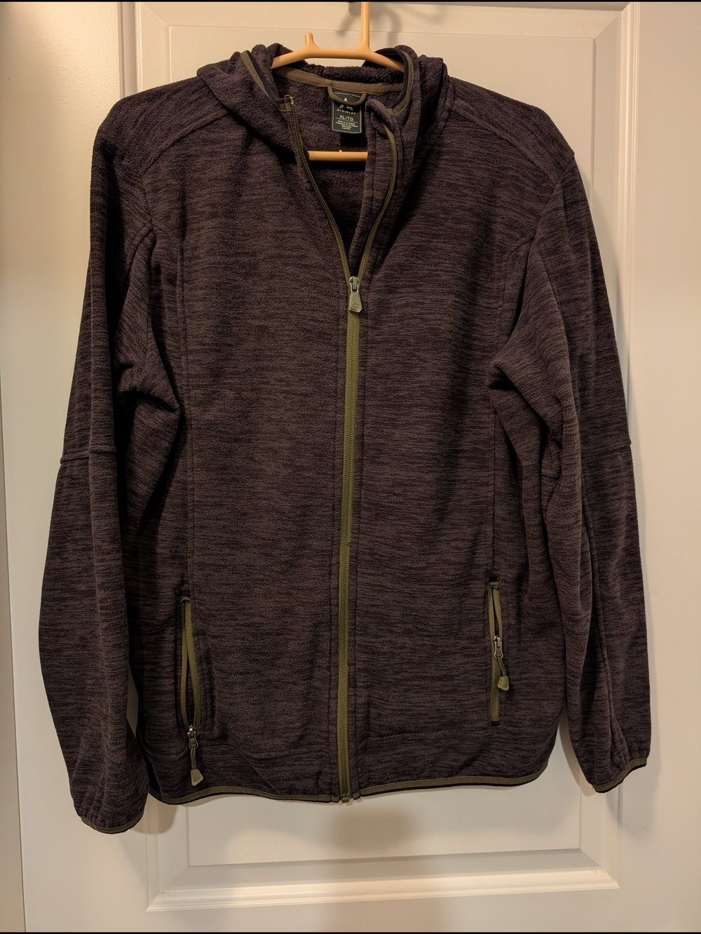 McKinley Women's Zip-Up Hooded Sweater Jacket - Grey with Olive Trim